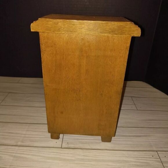 Apothecary 6 Hand Painted Ceramic Drawers Heavy Wooden Cabinet Tea Trinket Box - Picture 6 of 12